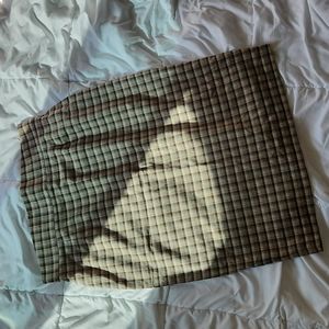2x Laura Byrnes pencil skirt in tan and blue plaid